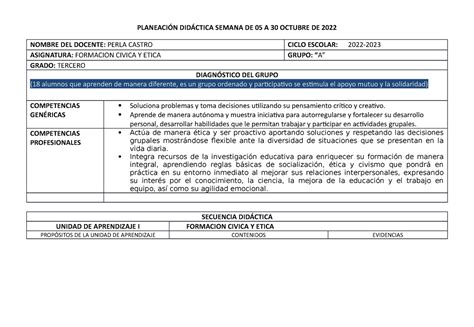 Estrategias Planeacion Formacion Civica Y Etica 3er Grado Secundaria