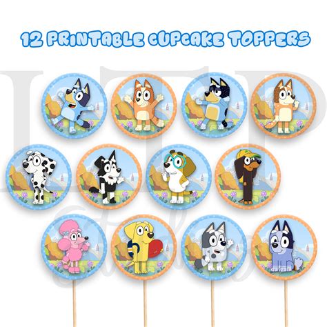 Bluey Cake Topper Para Imprimir Pastel Tortas Topo De Bolo Cupcake