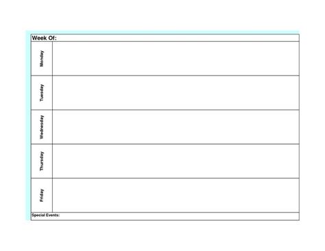 Extraordinary Monday Friday Calendar Template Printable Template