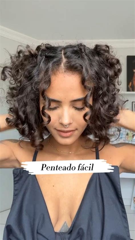 Penteado fácil para festival cabelo curto cacheado Cabelo curto