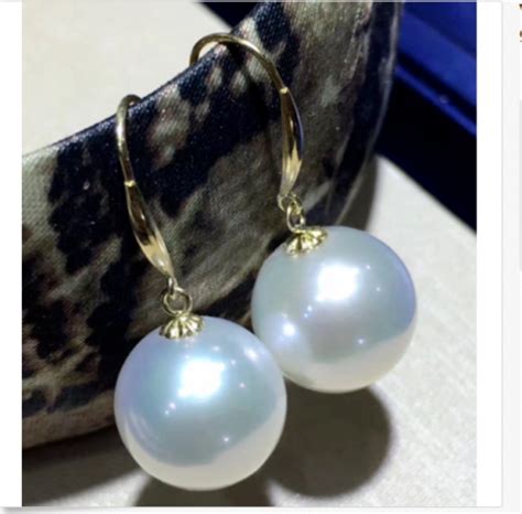 Gorgeous Aaaaa Real Natural Mm South Sea White Round Pearl Earring