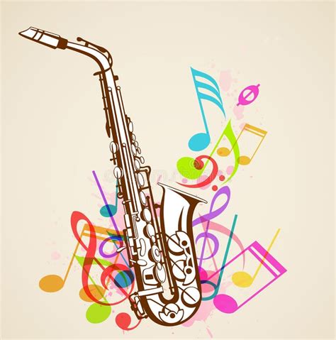 Music Notes And Saxophone Stock Vector Illustration Of Sound 92040262