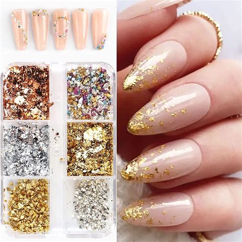 Amazon Boqjah Holographic Gold And Silver Nail Glitter Flakes Nail