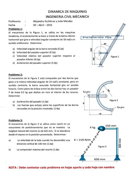 Examen 30 Mayo 2015 preguntas y respuestas Dinámica de máquinas