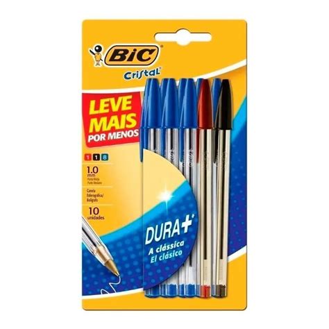 Kit 10 Canetas Esferográficas Bic Preta Azul Vermelha 1 0 Mm Shopee