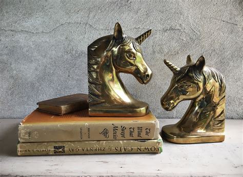 Brass Unicorn Bookends Midcentury Modern Hollywood Regency Brass Decor Unicorn Lover