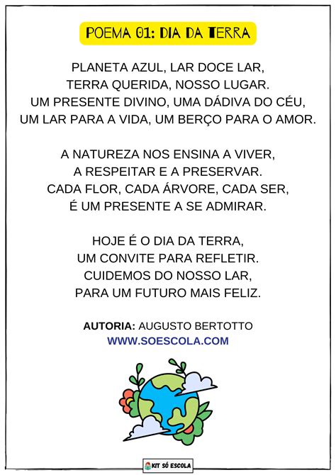 Poema Dia Da Terra Imprimir S Escola