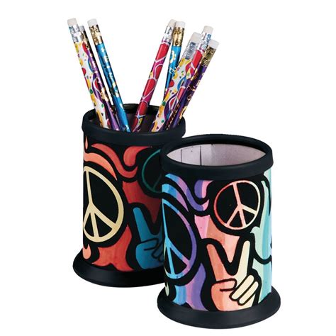 Peace Sign Velvet Art Pencil Holder Craft Kit Craft Kits Crafts Peace Sign