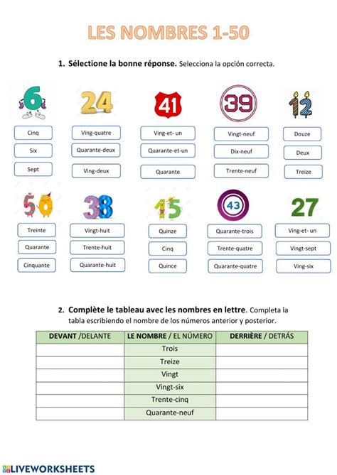 Les Nombres De 1 20 Worksheet Live Worksheets 54 Off