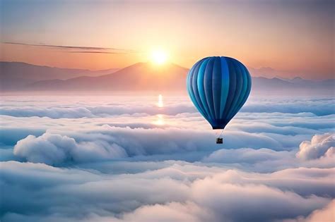 Premium Photo A Hot Air Balloon Flying Over A Foggy Landscape