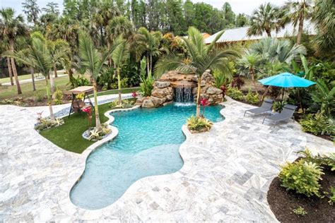 Tampa Small Tropical Pool With Large Grotto Lucas Lagoons Design Pool