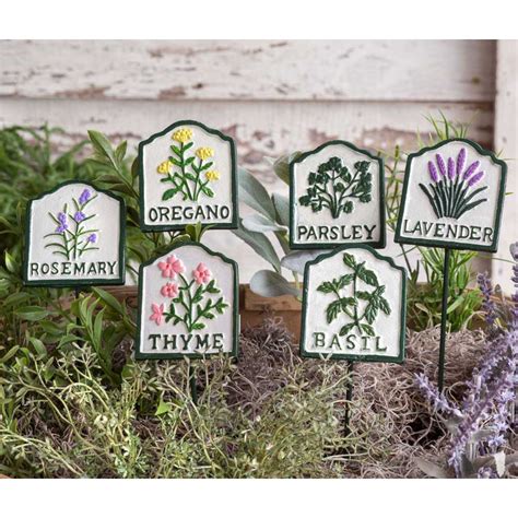 Farmhouse Rustic Set Of Six Herb Garden Plant Stakes