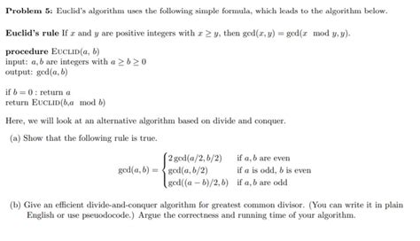 Solved Problem 5 Euclid S Algorithm Uses The Following