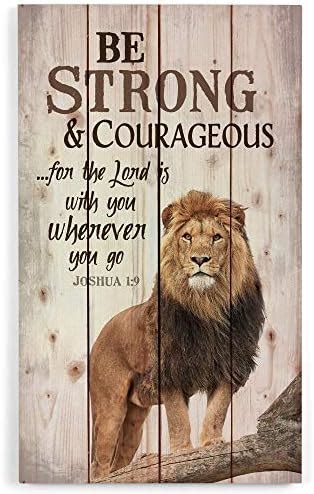 Amazon Dicksons Be Strong And Courageous Lion X Wood Wall