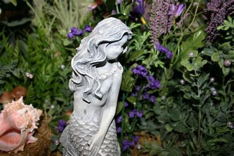 Mermaid Cement Statue Pond Fairy Garden Concrete Figurine Etsy