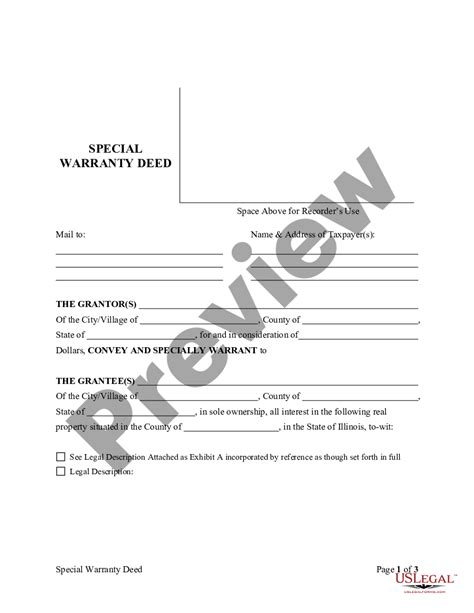 Illinois Special Warranty Deed Illinois Special Warranty Deed