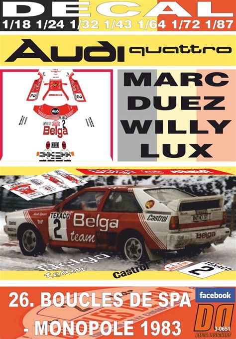 Decal Audi Quattro A Belga M Duez Boucles De Spa Winner Ebay