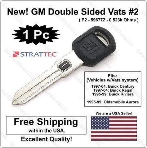 New Gm Oem Genuine Double Sided Uncut Ignition Vats Key Blank Logo W