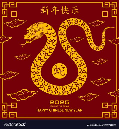 Happy chinese new year 2025 zodiac sign year of Vector Image