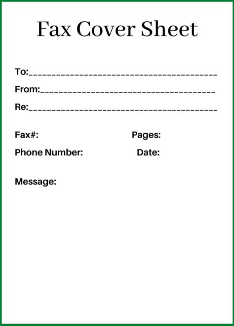 Generic Fax Cover Sheet Printable