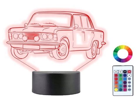 Lampka Nocna 3D Led Duży Fiat 125P Grawer Prezent Plexido Sklep