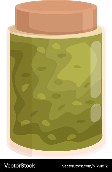 Glass Jar Filled With Green Pesto Sauce Royalty Free Vector