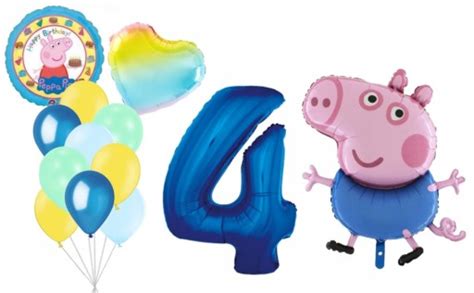 Balony Świnka Peppa Pig Urodziny George Cyfra 4 11485913980 Allegro pl