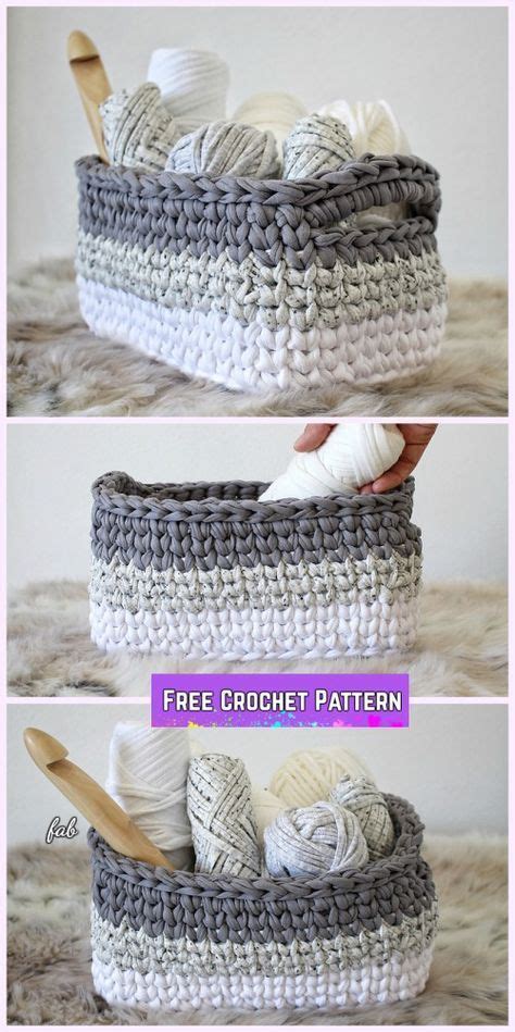 Crochet Rectangle Basket Free Patterns Crochet Basket Pattern Free