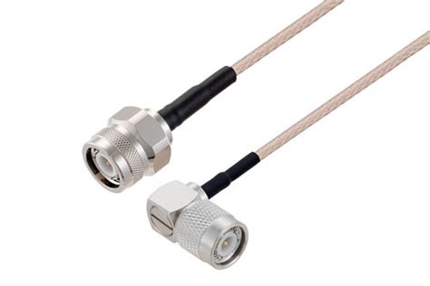 Tnc Male To Tnc Male Right Angle Cable 24 Inch Length Using Rg316 Coax With Heatshrink