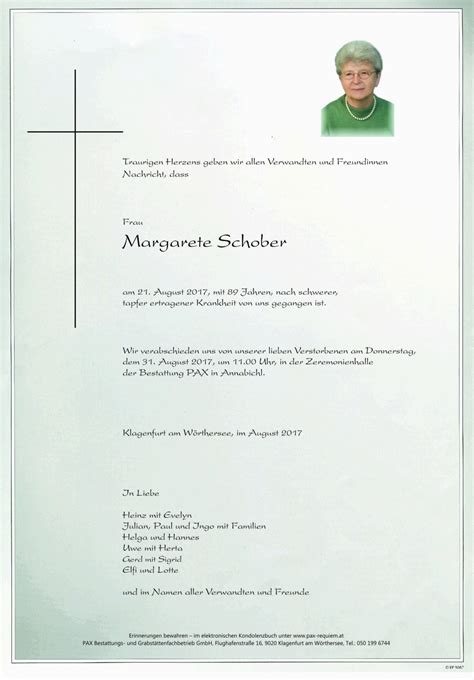 Parte für Margarete Schober pax requiem