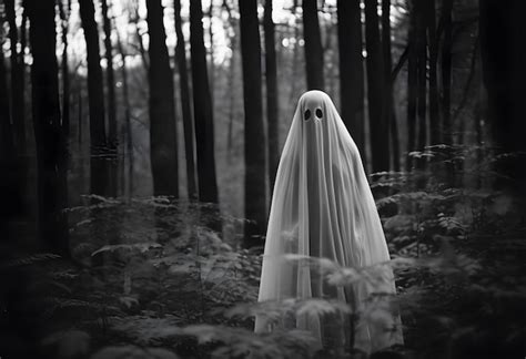 Premium Ai Image Gloomy Ghost Standing On Ground In Forest