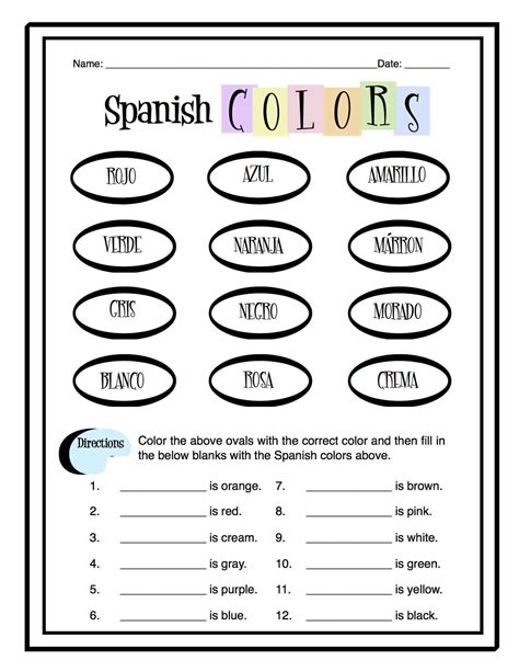 Th Grade Learning Activities Spanish