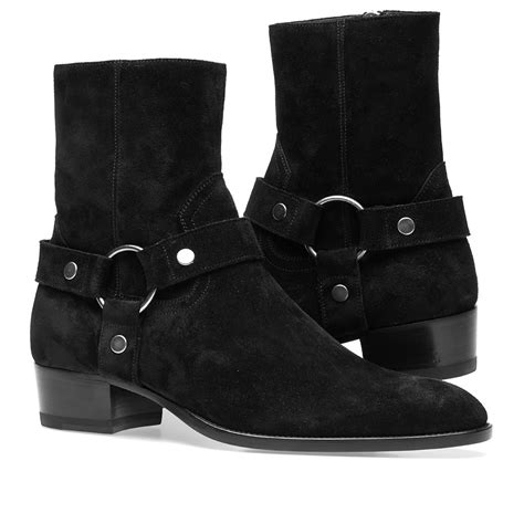 Saint Laurent Wyatt Harness Suede Boot Black END US