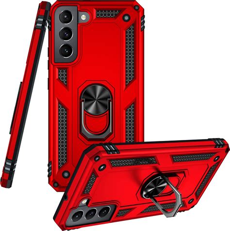 Jp Galaxy S22 ケース リング付き スライド式カメラプロテクター付き 衝撃吸収 保護ケース Pc スタンド機能 車載ホルダー対応 米軍mil規格 金属リング