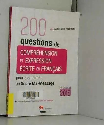 Questions De Compr Hension Et Expression Crite En Fran Ais Score