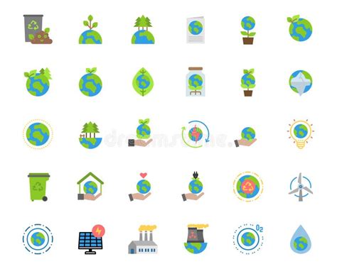 Earth Day Ecology And Environment Icon Set Nature Renewable Energy