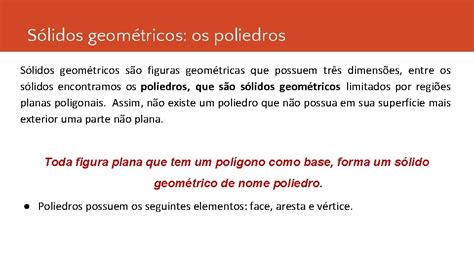 MATEMTICA 6 ANO GEOMETRIA Slidos Geomtricos Os Poliedros