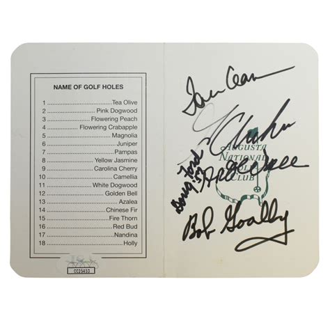 Lot Detail - Multi-Signed Augusta National Golf Club Scorecard by ...