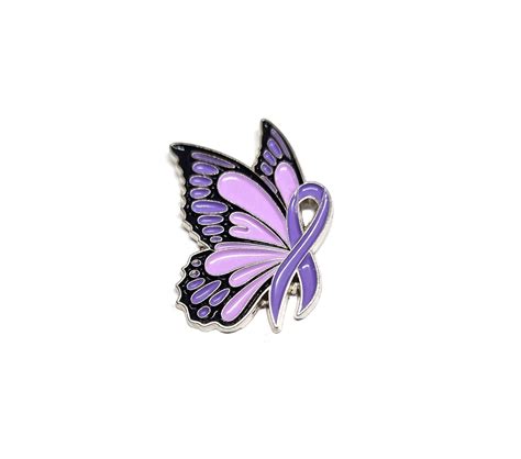 Domestic Violence Butterfly Ribbon Pin Finox