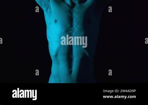 Naked Body Torso Athlete With Strong Body Dancer Warming Up Muscles Doing Dance Moves