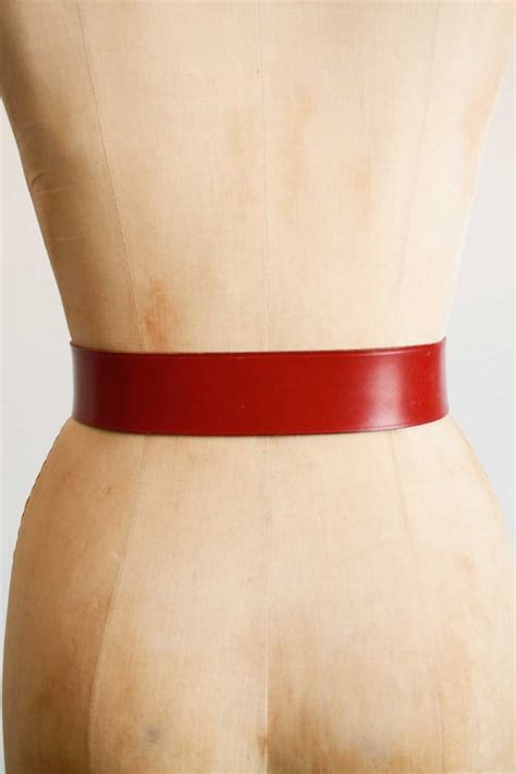 1970s Red Wide Leather Belt Gem