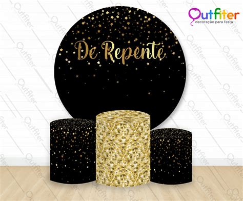 Kit Painel Diam Capas De Cilindros De Repente Dourado