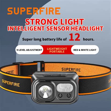 SUPERFIRE RT30 Mini LED Headlamp Induction Head Flashlight COB