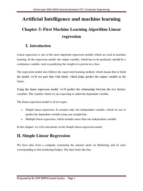 Chapter3 First Application Linear Regression | PDF | Regression ...