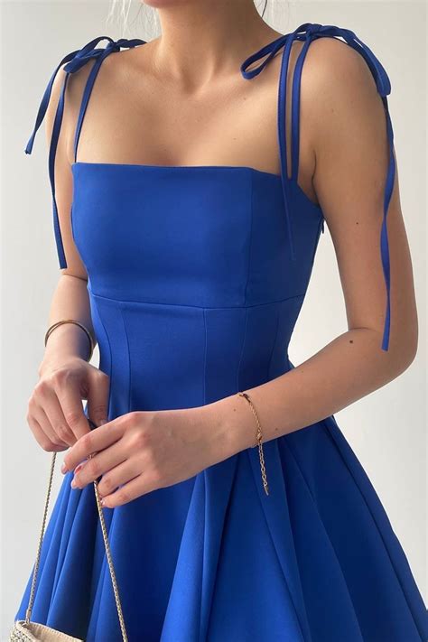 Secret Passion Lingerie Atlas Kumaş Bağcık Detaylı İnce Askılı Kloş Prenses Kesim Saks Mavi