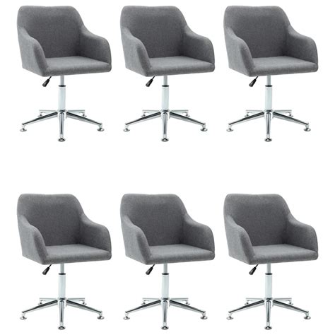 AKOZON 6 pcs Chaises pivotantes de salle à manger Gris clair Tissu