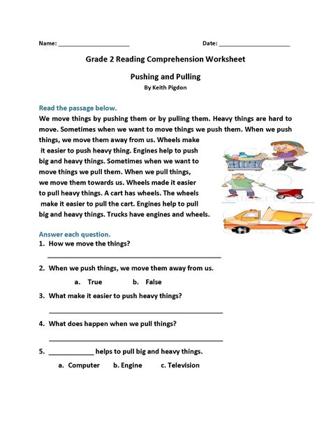 Free 2nd Grade Reading Worksheets