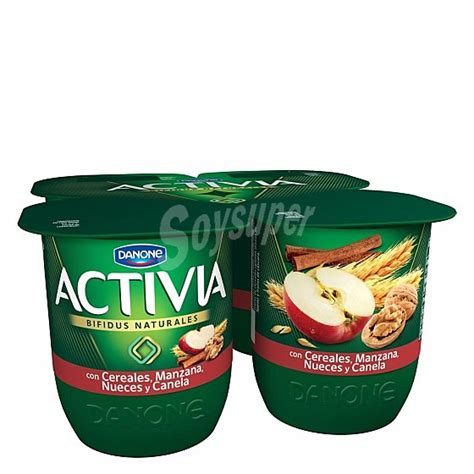 Activia Danone Yogur bífidus con cereales manzana nueces y canela