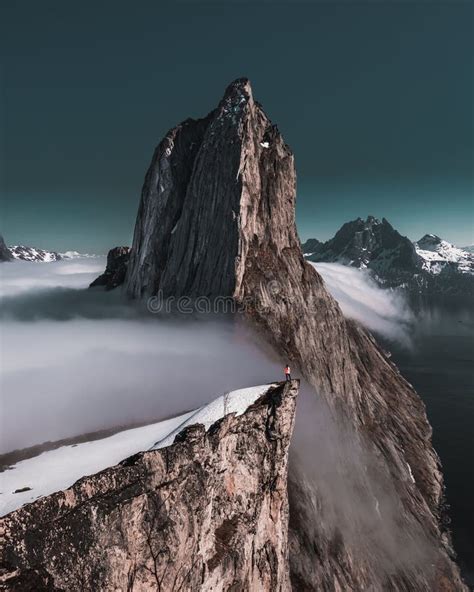 Mesmerizing Winter View of Mountain Segla at Senja Island, Norway Stock ...