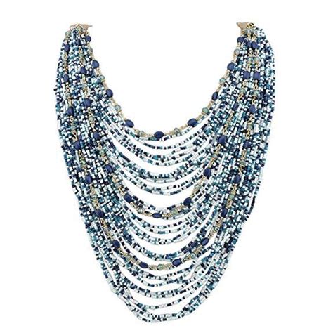 Bocar Multi Layer Long Chain Chunky Bib Seed Beads Statement Necklace Nk 10